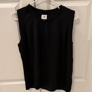 CAbi Black Sleeveless Rib-Trim Crewneck Tank